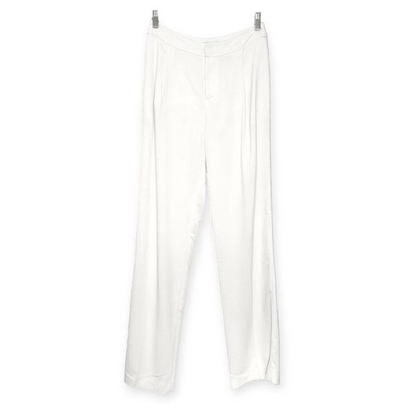 DEREK LAM Ivory Trousers High Rise Wide Leg Pleated Pants Preppy Women's 2‎ Long - Picture 1 of 13